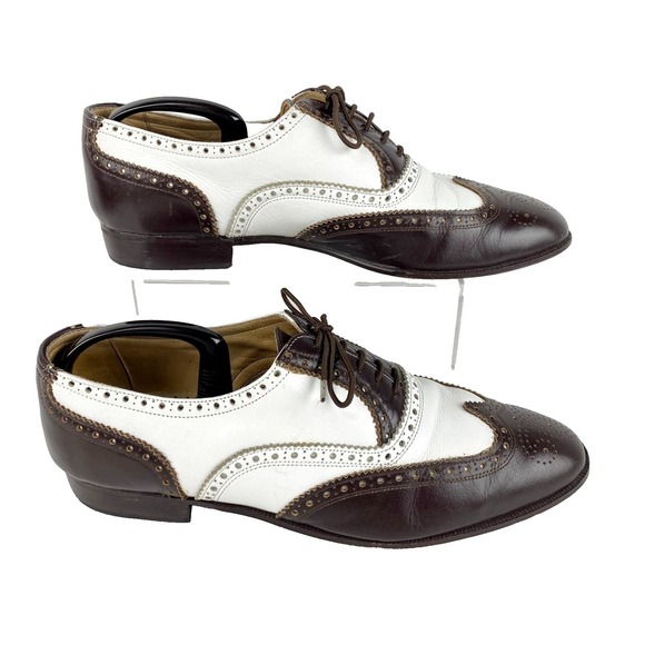 Babel All Leather Wingtip Oxfords Men\'s 12.5 Full Brogues Brown White Italian main image 7